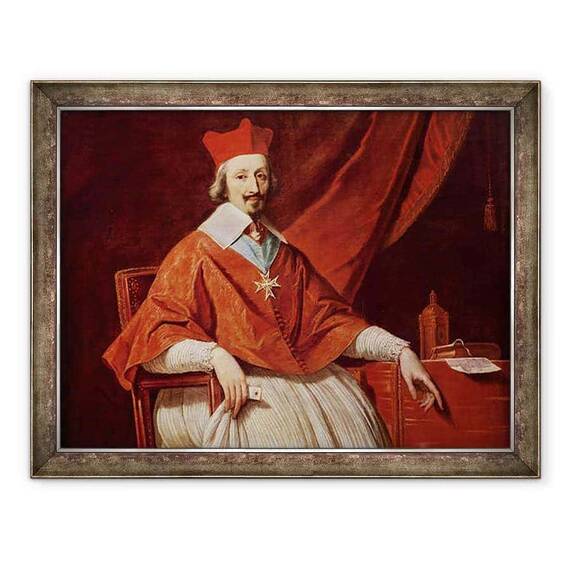 Tablou inramat - Philippe de Champaigne - Cardinalul din Richelieu 1585 - 1642, prelat francez si om de stat detaliu al partii superioare a corpului - - Roveli