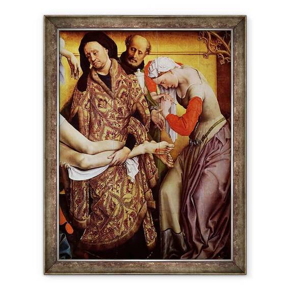 Tablou inramat - Rogier van der Weyden - Coborarea de pe cruce detaliu al Mariei Magdalena si Iosif din Arimateea - - Roveli