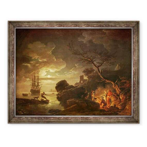 Tablou inramat - Claude Joseph Vernet - Peisaj de Lumina Lunii - - Roveli