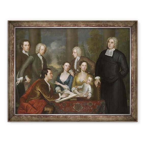 Tablou inramat - John Smibert - Grupul Bermudelor, Dean Berkeley si anturajul sau, 1728 - - Roveli