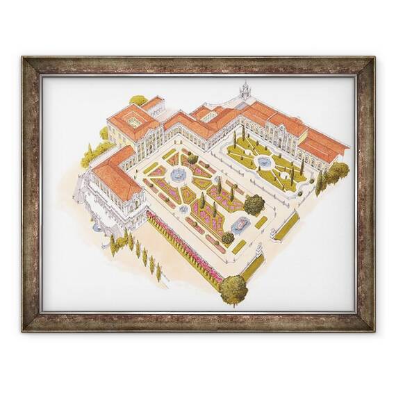 Tablou inramat - Fernando Aznar Cenamor - Palatul National Queluz. Lisboa - - Roveli