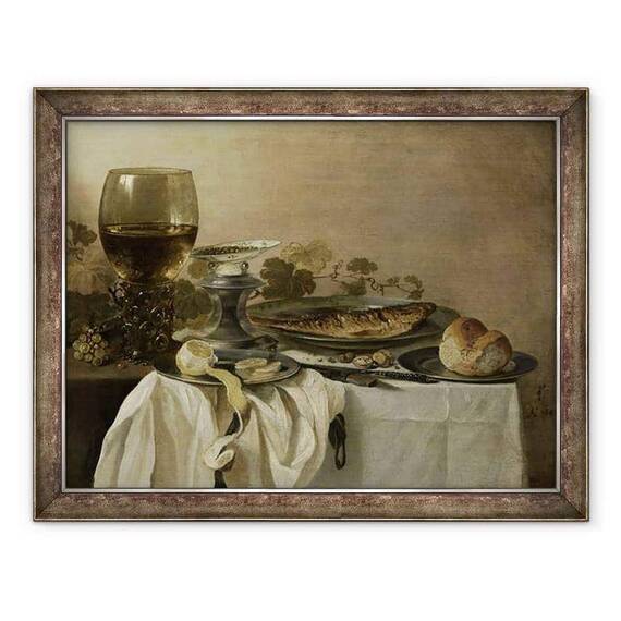 Tablou inramat - Pieter Claesz - Natura moarta cu un peste - - Roveli
