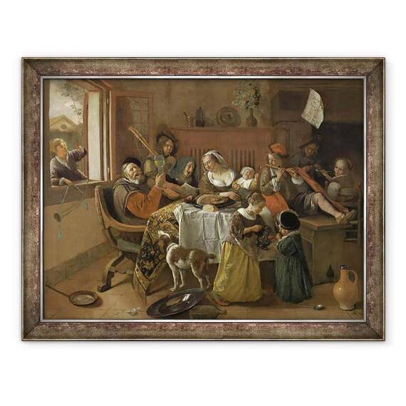 Tablou inramat - Jan Havicksz Steen - Familia Vesel - - Roveli