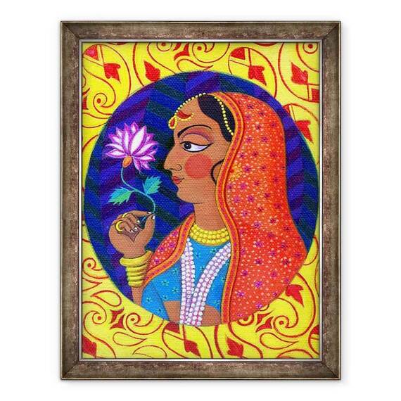Tablou inramat - Jane Tattersfield - Maharani cu flori albe si roz, 2011 - - Roveli