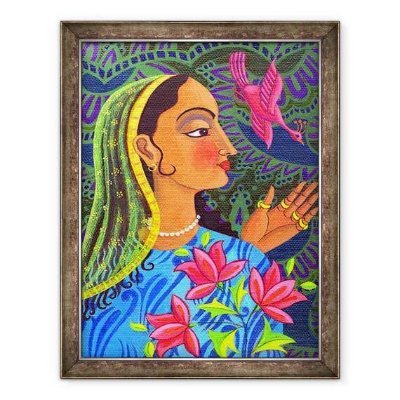 Tablou inramat - Jane Tattersfield - Maharani cu pasare magenta, 2011 - - Roveli