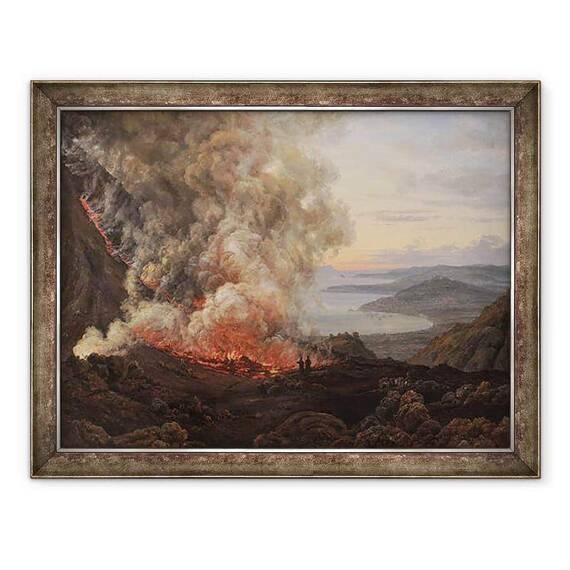 Tablou inramat - Johan Christian Dahl - Eruptia vulcanului Vezuviu - - Roveli