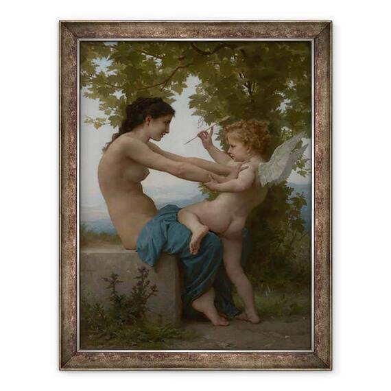 Tablou inramat - William-Adolphe Bouguereau - O tanara fata care se apara impotriva lui Eros - - Roveli