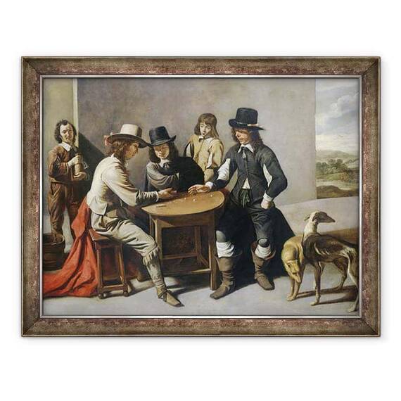 Tablou inramat - Mathieu Le Nain - Jucatori zaruri - - Roveli