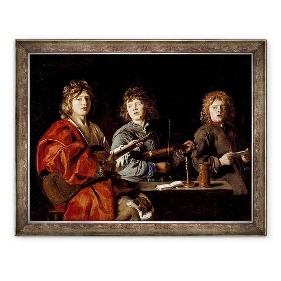 Tablou inramat - Antoine Le Nain - Trei tineri muzicieni - - Roveli