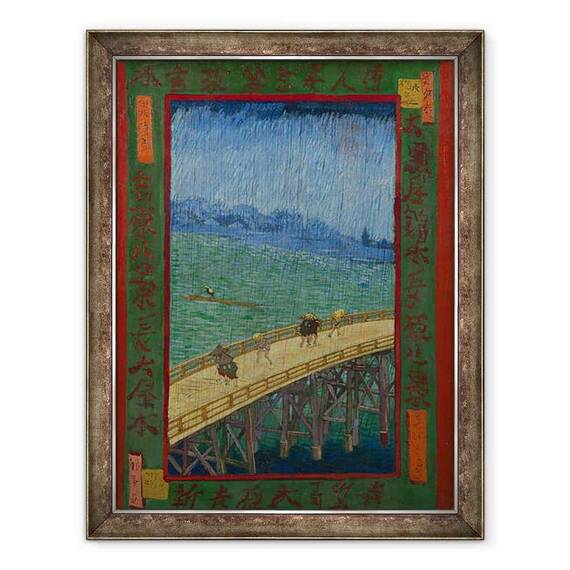 Tablou inramat - Vincent van Gogh - Japonaiserie, Podul in ploaie dupa Hiroshige, Paris - - Roveli