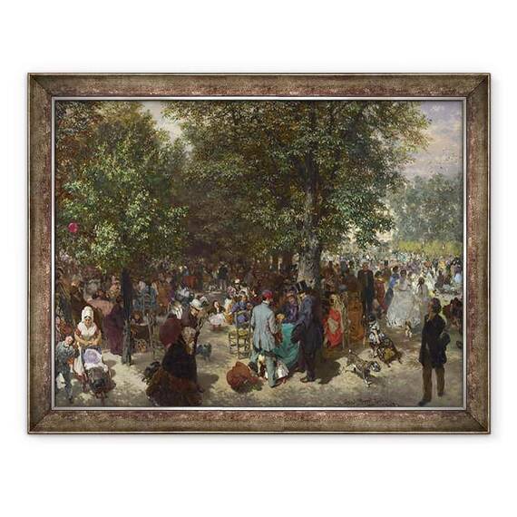 Tablou inramat - Adolph Friedrich Erdmann von Menzel - Dupa-amiaza in Gradinile Tuileries - - Roveli