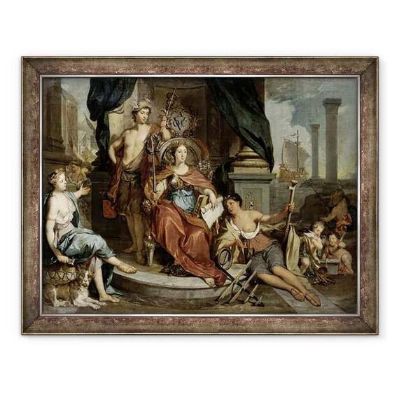 Tablou inramat - Nicolaes Verkolje - Apoteoza Companiei Olandeze a Indiilor de Est Alegorie a Camerei de Comert din Amsterdam a COV - - Roveli