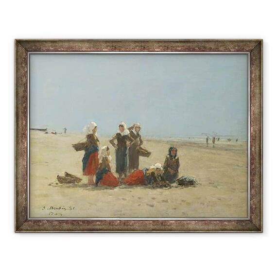 Tablou inramat - Eugene Louis Boudin - Femei pe plaja la Berck - - Roveli