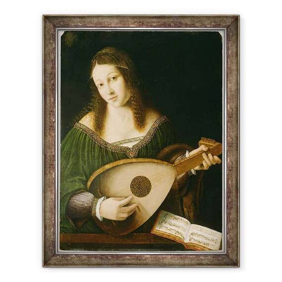 Tablou inramat - Bartolomeo Veneto - Doamna jucand o lauta - - Roveli