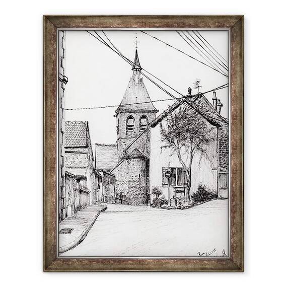 Tablou inramat - Vincent Alexander Booth - Biserica din Laignes Franta, 2007 - - Roveli