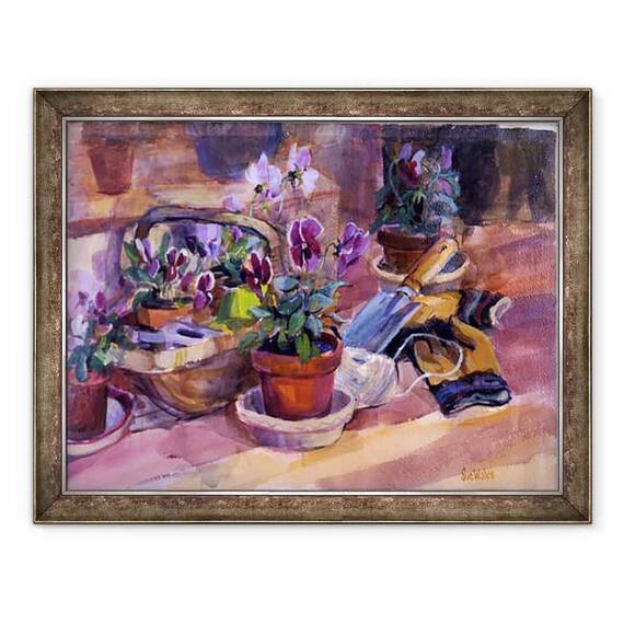 Tablou inramat - Sue Wales - Potting panselute, 1996 - - Roveli