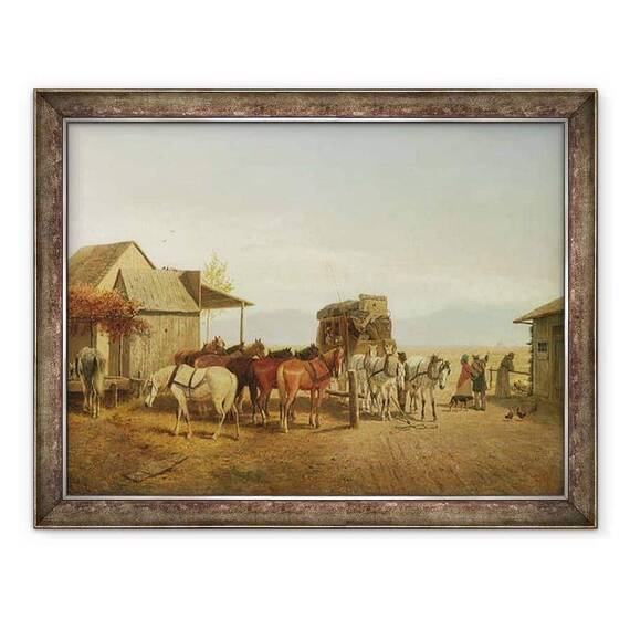 Tablou inramat - William Hahn - California Stagecoach Halt - - Roveli