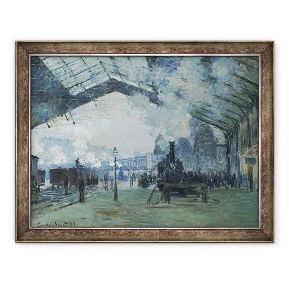 Tablou inramat - Claude Monet - Sosirea trenului Normandia, Gare Saint-Lazare - - Roveli