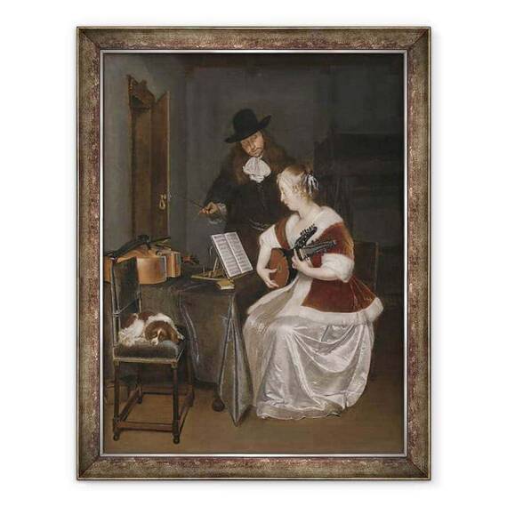 Tablou inramat - Gerard ter Borch - Lectia de muzica - - Roveli