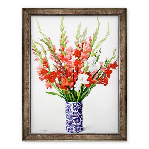 Tablou inramat - Christopher Ryland - Gladioli rosii si albe - - Roveli