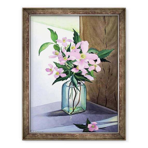 Tablou inramat - Christopher Ryland - Natura moarta roz Clematis - - Roveli