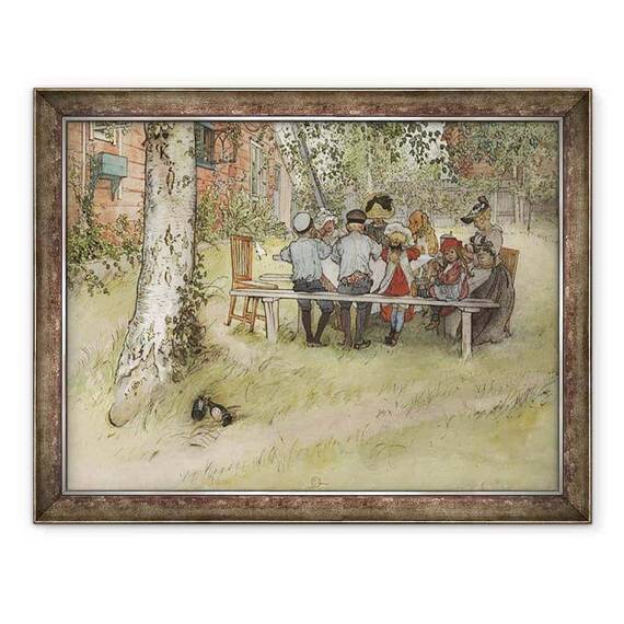 Tablou inramat - Carl Larsson - Mic dejun sub Big Birch, din seria A Home - - Roveli