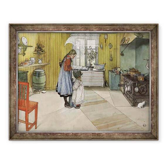 Tablou inramat - Carl Larsson - Bucataria, din seria O casa - - Roveli
