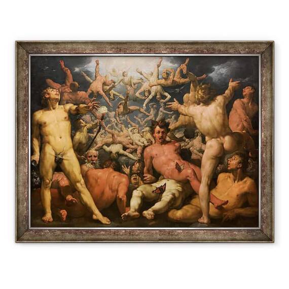 Tablou inramat - Cornelis Cornelisz van Haarlem - Caderea Titanilor Titanomachia - - Roveli