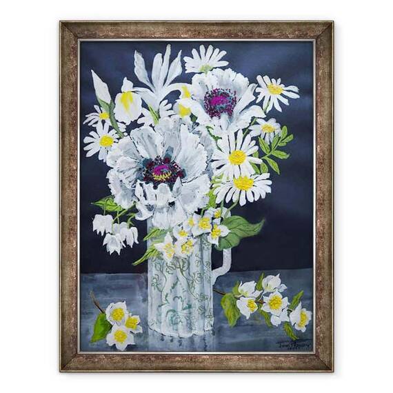 Tablou inramat - Joan Thewsey - Maci albi, Marguerite si Philadelphus - - Roveli