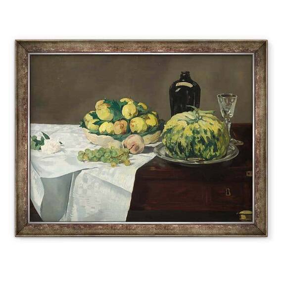 Tablou inramat - Edouard Manet - Natura moarta cu pepene galben si piersici - - Roveli