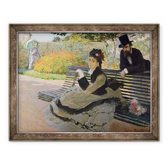Tablou inramat - Claude Monet - Camille Monet pe o banca de gradina - - Roveli