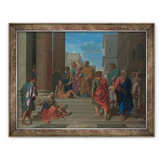 Tablou inramat - Nicolas Poussin - Sfintii Petru si Ioan vindecand omul schiop - - Roveli