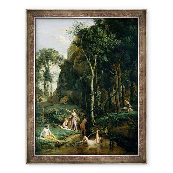 Tablou inramat - Jean Baptiste Camille Corot - Diana si Actaeon Diana surprinsa in baia ei - - Roveli