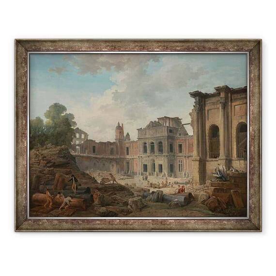 Tablou inramat - Hubert Robert - Demolarea castelului Meudon - - Roveli
