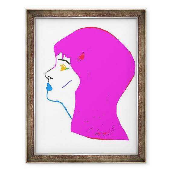 Tablou inramat - Daisy de Villeneuve - Cap roz - - Roveli