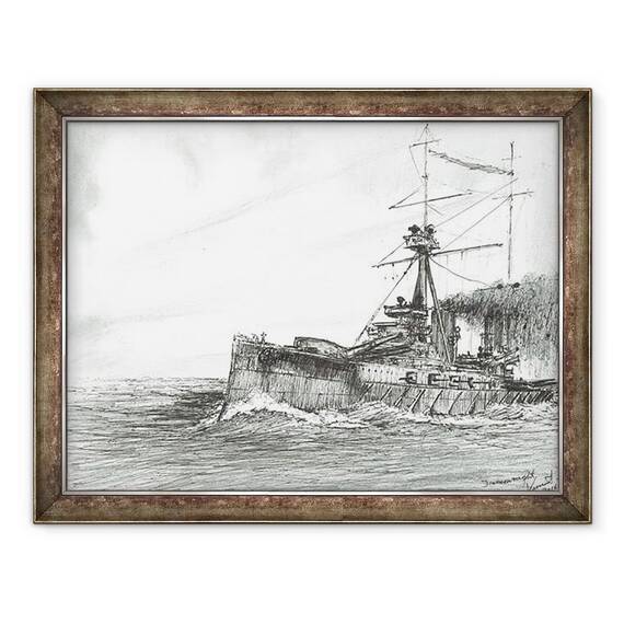 Tablou inramat - Vincent Alexander Booth - HMS Dreadnought pe mare, 2017 - - Roveli