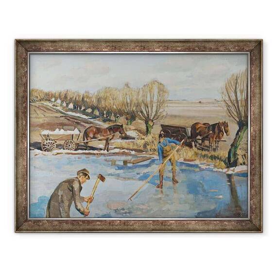 Tablou inramat - Fritz Syberg - Mainile de la ferma aduc gheata - - Roveli