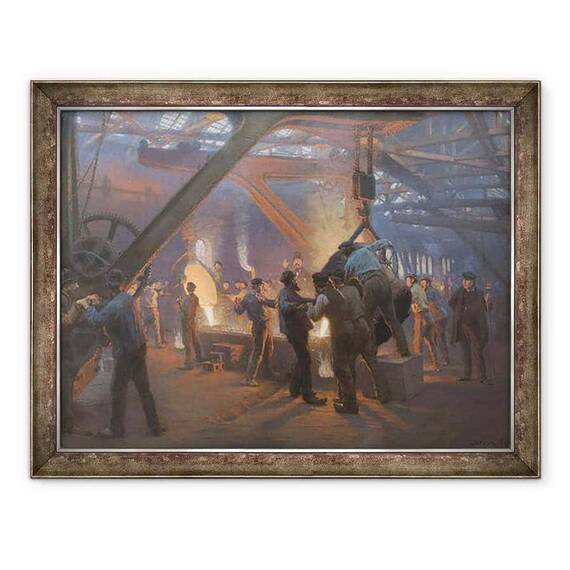 Tablou inramat - Peder Severin Kroyer - Turnatorie de fier Burmeister si Wain - - Roveli