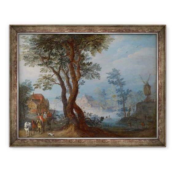 Tablou inramat - Jan Brueghel the Elder - Peisaj sat cu figuri - - Roveli
