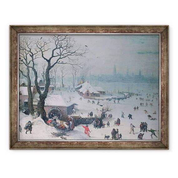 Tablou inramat - Lucas van Valckenborch - Peisaj de iarna cu ninsoare langa Anvers - - Roveli