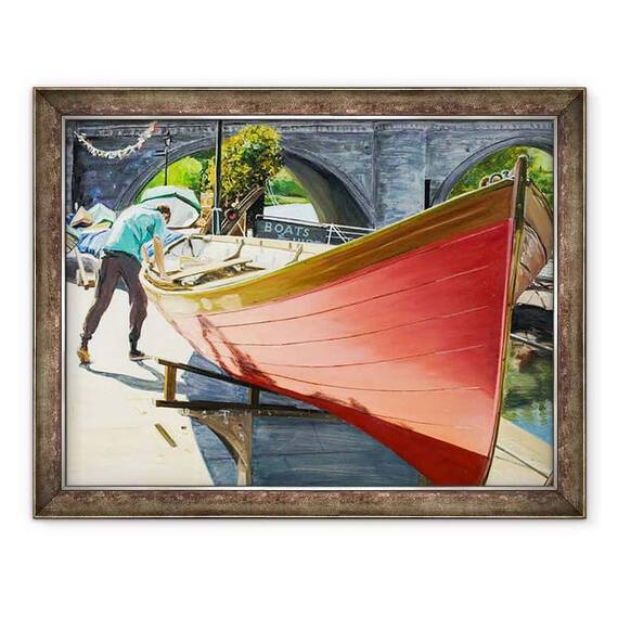 Tablou inramat - Tony Fandino - Omul care lucreaza la barca I - - Roveli
