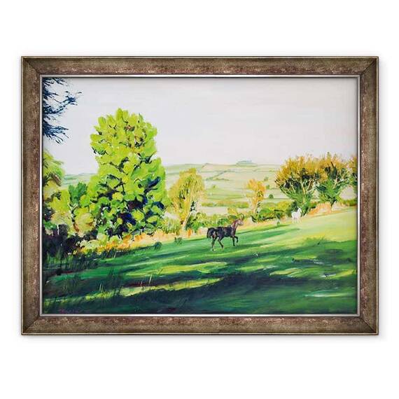 Tablou inramat - Tony Fandino - Black Horse in tara Galilor - - Roveli