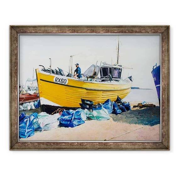 Tablou inramat - Tony Fandino - Barci de pescuit pe plaja din Hastings III - - Roveli