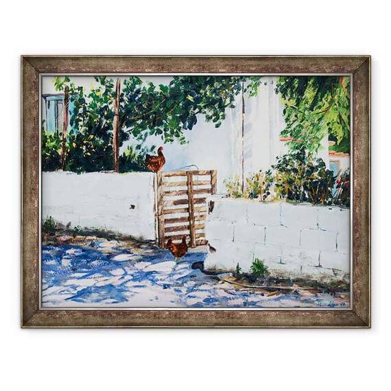 Tablou inramat - Tony Fandino - Poarta cu Pui in Skiathos - - Roveli
