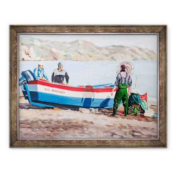 Tablou inramat - Tony Fandino - Pescarii la Nerja - - Roveli