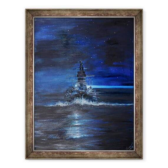 Tablou inramat - Vincent Alexander Booth - Kirishima cu Atago aprinde USS Dakota de Sud Guadalcanal 1942, 2018 - - Roveli