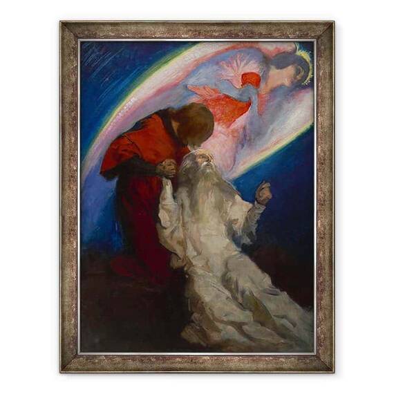 Tablou inramat - Edwin Austin Abbey - Studiu pentru Amfortas lansat de Galahad in cautarea si realizarea Sfantului Graal - - Roveli