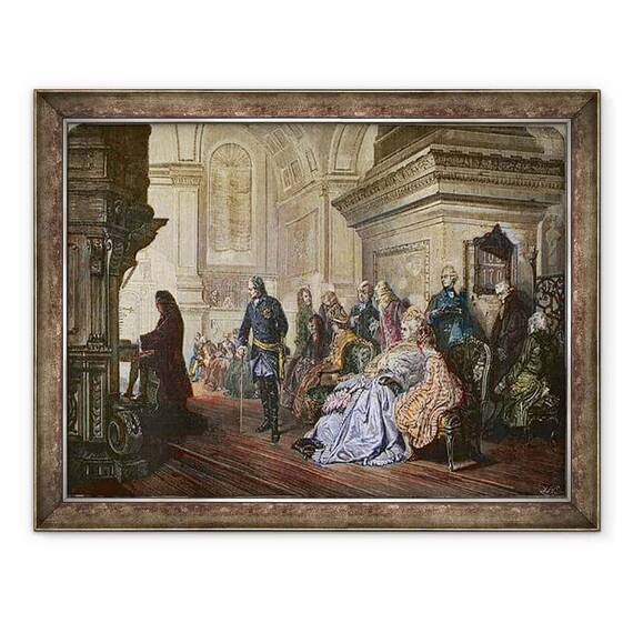 Tablou inramat - Hermann Kaulbach - Regele Prusiei Frederic al II-lea cel Mare - - Roveli