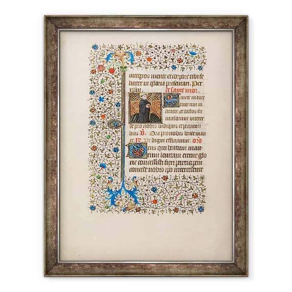 Tablou inramat - Bedford Master Workshop - Abatele Maurus cu un personal si o carte - - Roveli