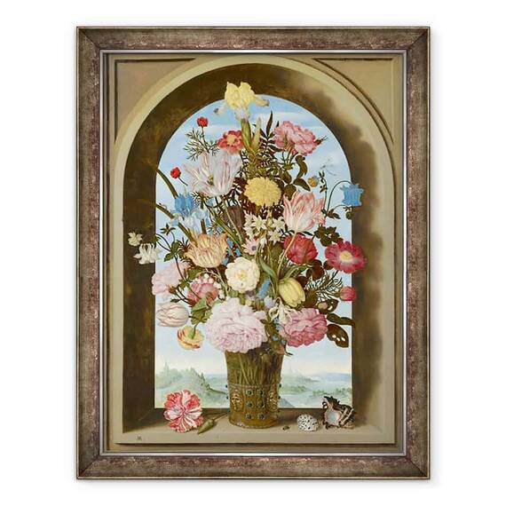 Tablou inramat - Ambrosius Bosschaert the Elder - Vaza de flori intr-o fereastra - - Roveli